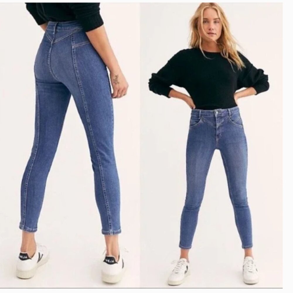 Free People Riley Seamed Skinny Jeans in Daybreak (722)
